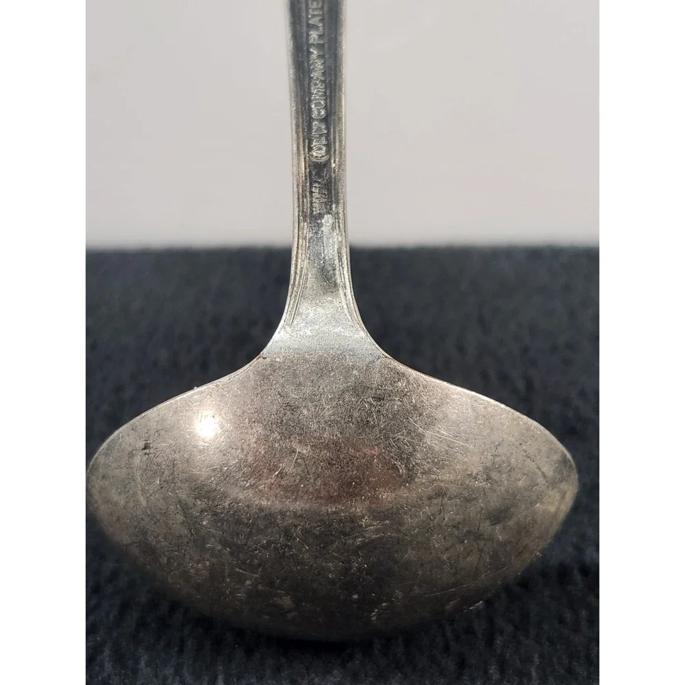 Vintage Old Company Plate Signature Rose Gravy Ladle Silverplate Monogram B